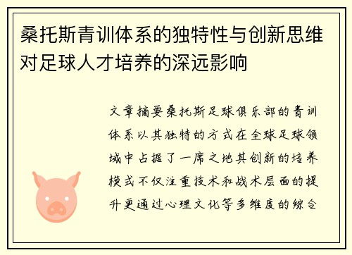 桑托斯青训体系的独特性与创新思维对足球人才培养的深远影响